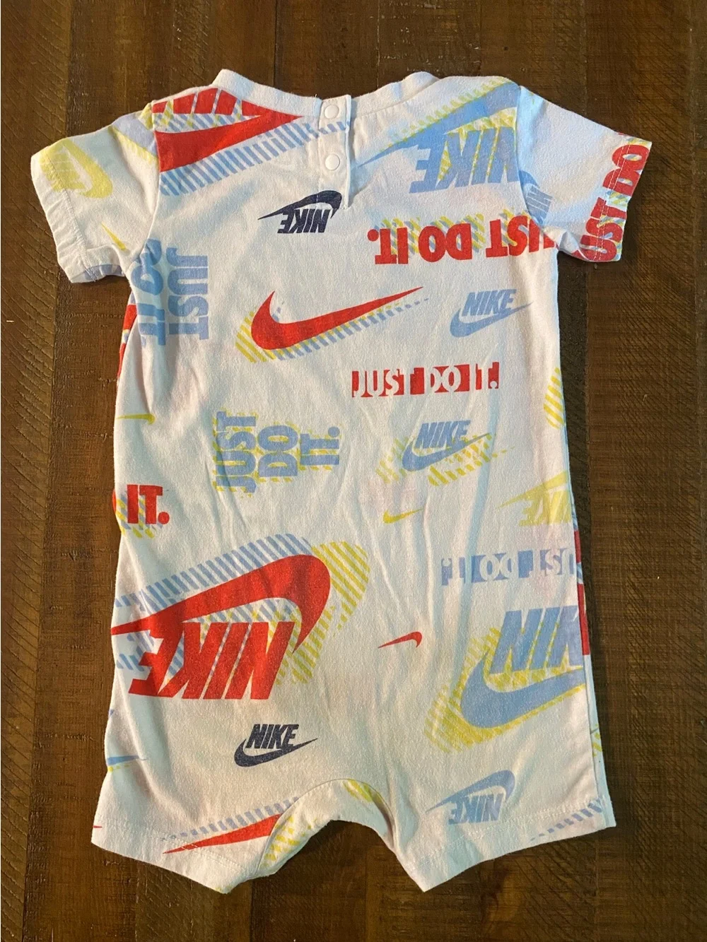 Nike White Multicolor Logo Print Toddler One-Piece